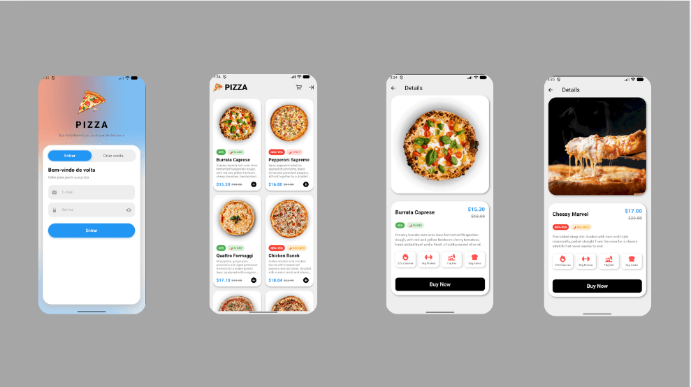 Interface do projeto App de Pizzaria